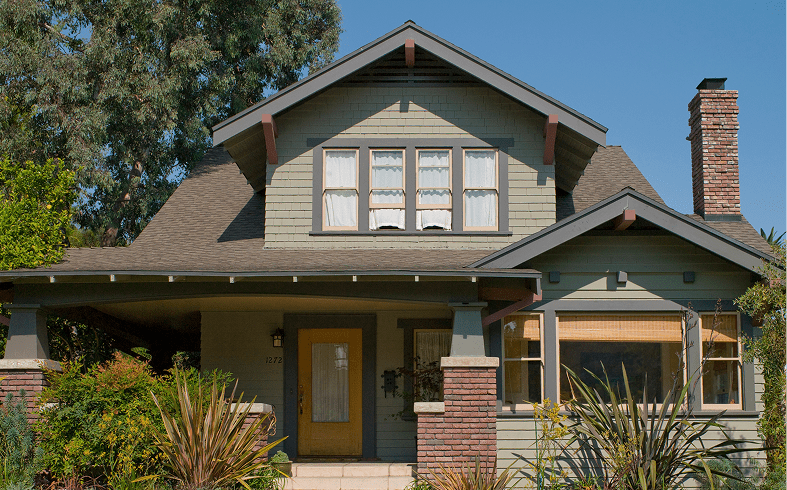 Charming craftsman-style house with lush garden